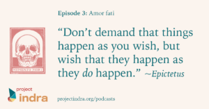 Project Indra Apotheosis podcast episode 3: Amor fati. "Don't demand that things happen as you wish, but wish that they happen as they do happen." ~Epictetus