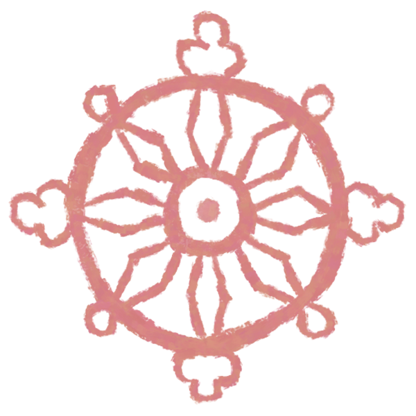 icon for Buddhism, with hand sketched wheel of dharma