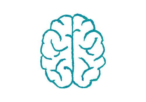 icon for neuroscience, with hand sketched image of a human brain