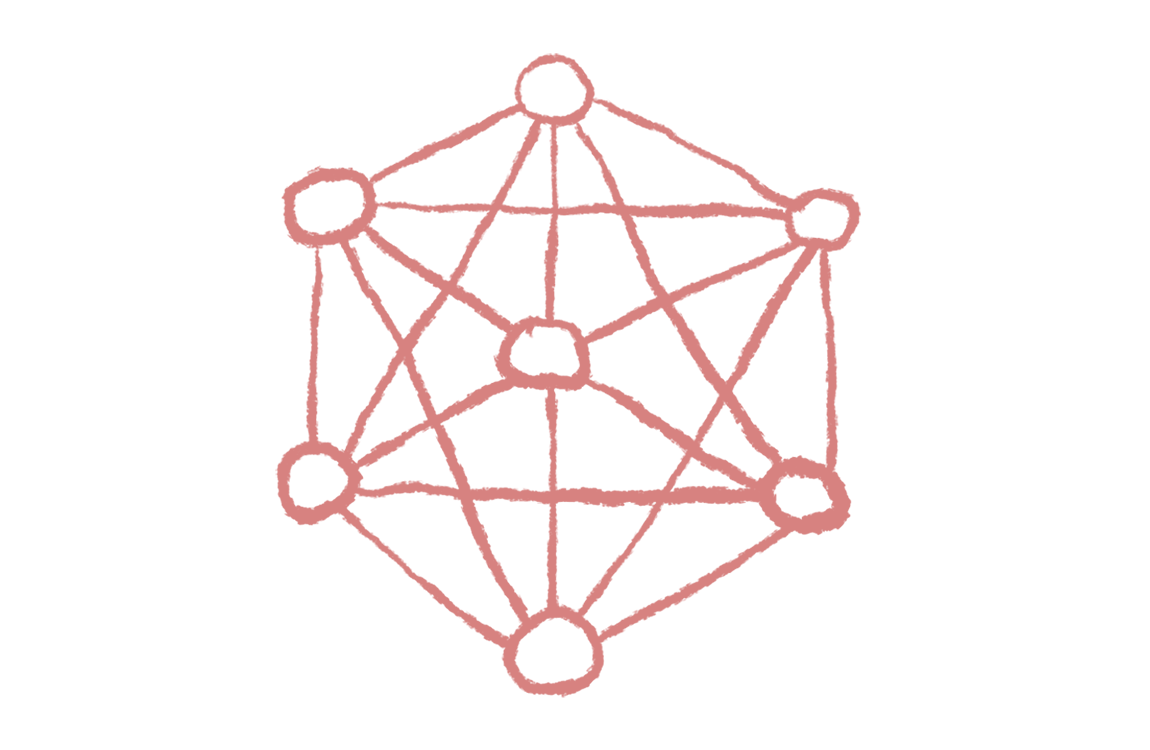 Hand-drawn icon signifying complexity, with a series of nodes connected by lines